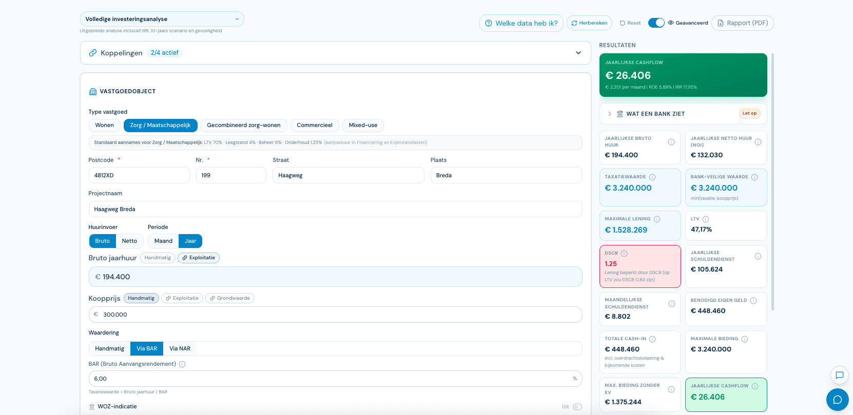 STEDIX Acquisitie Analyse — volledige investeringsanalyse met cashflow, BAR, NAR en DSCR