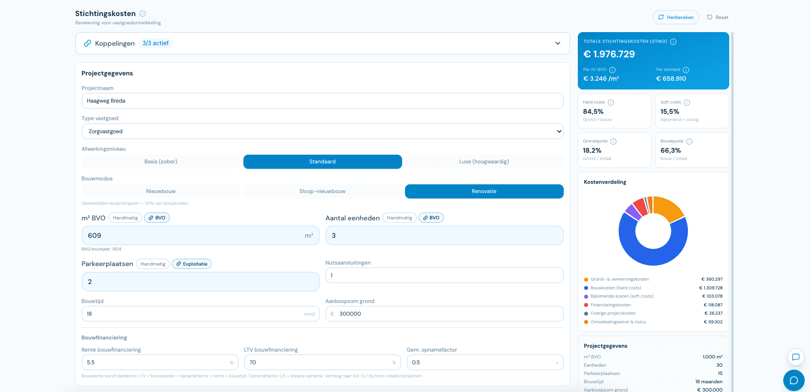 Stichtingskosten Calculator screenshot
